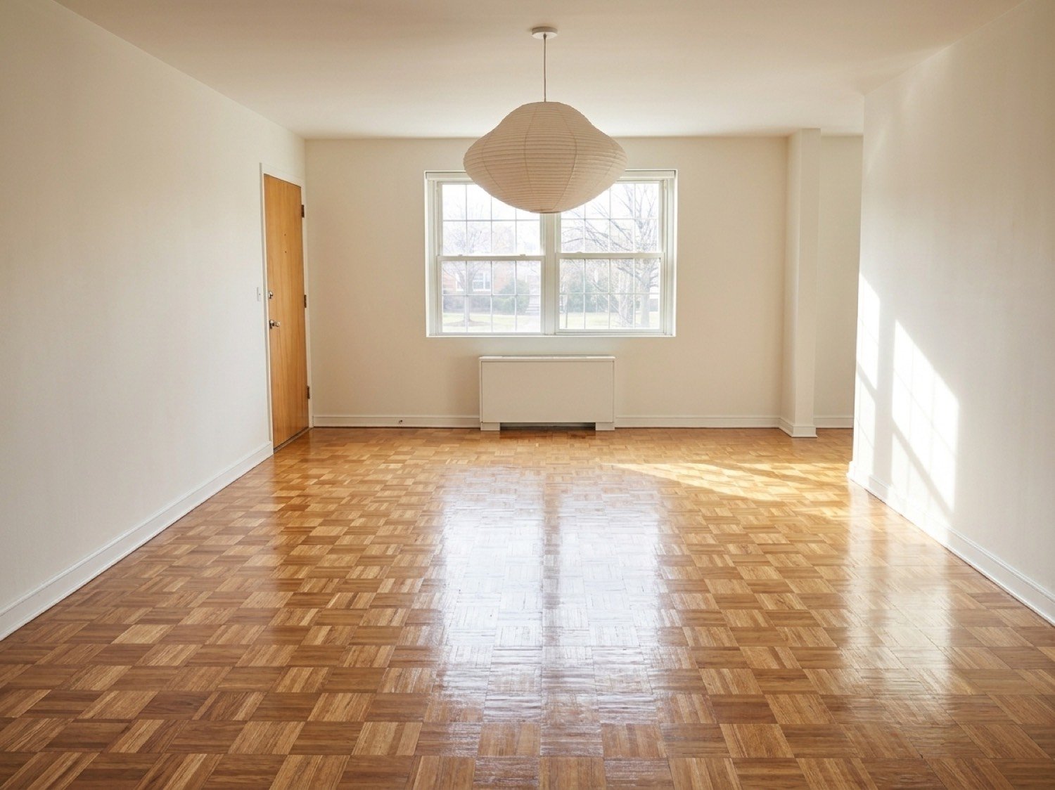 Refinished parquet hardwood floor